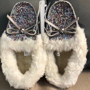 Cat & Jack Toddler Girls Glitter Medora Moccasin Slippers Size 8 NEW